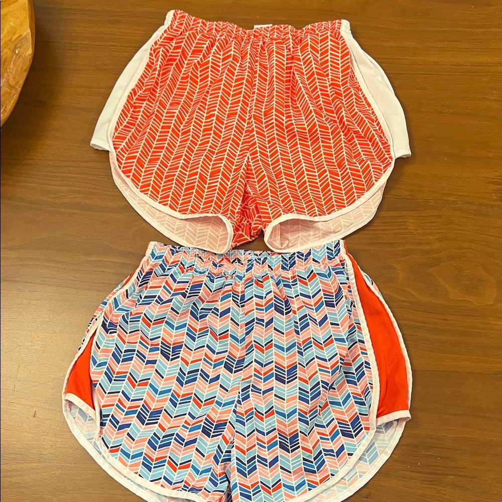 Set 2 Azarhia Red Blue girls Athletic Shorts Geometric Mesh Breathable